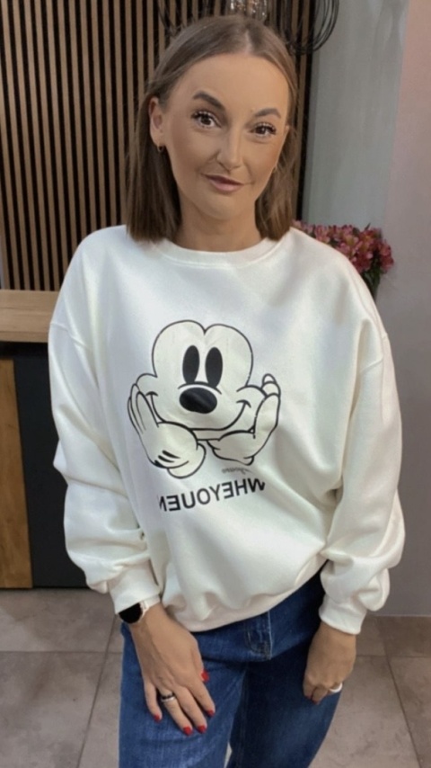 Bluza oversize Mickey Mouse - Śmietanka