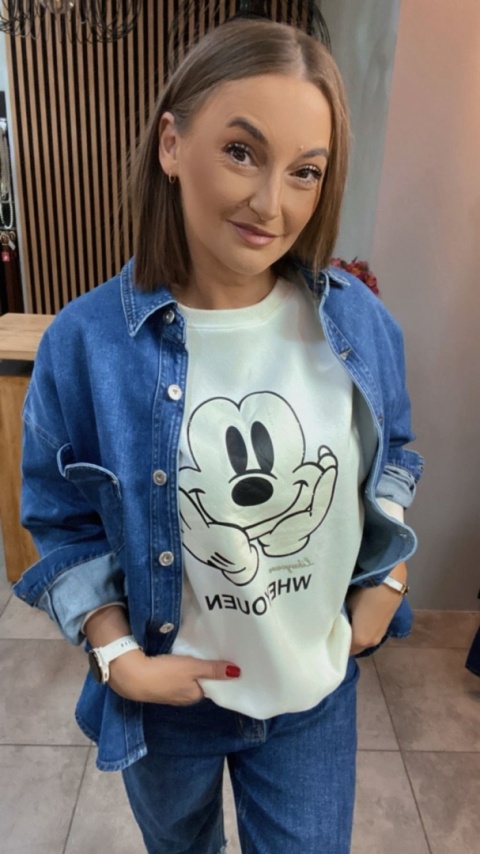 Bluza oversize Mickey Mouse - Śmietanka