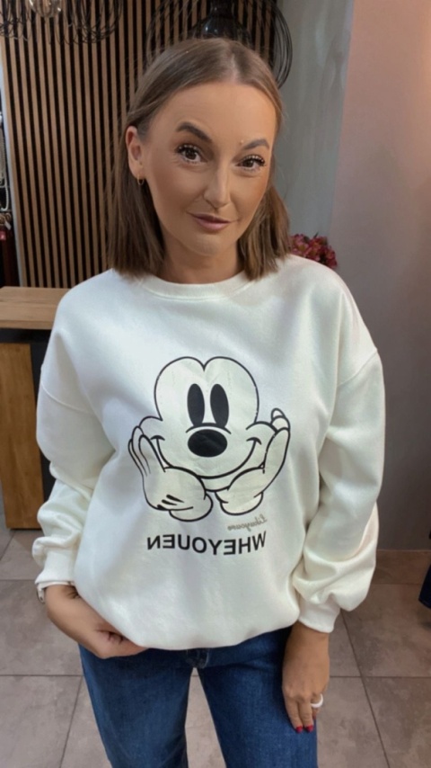 Bluza oversize Mickey Mouse - Śmietanka