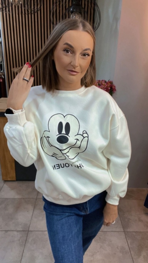 Bluza oversize Mickey Mouse - Śmietanka