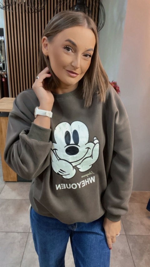 Bluza oversize Mickey Mouse - Brąz