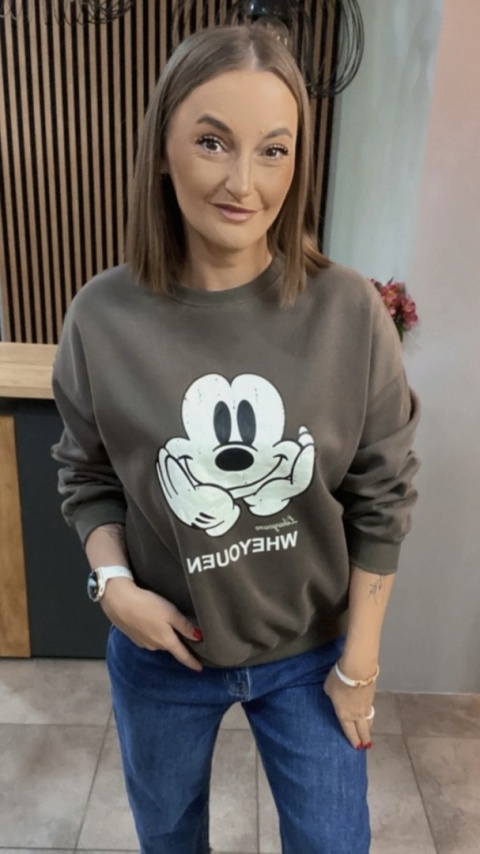 Bluza oversize Mickey Mouse - Brąz