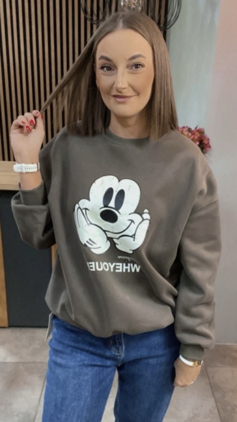 Bluza oversize Mickey Mouse - Brąz