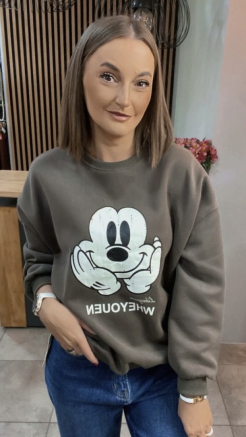 Bluza oversize Mickey Mouse - Brąz