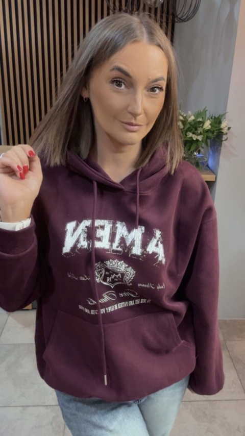Bluza z kapturem „AMEN" - Bordo