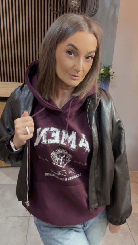 Bluza z kapturem „AMEN" - Bordo