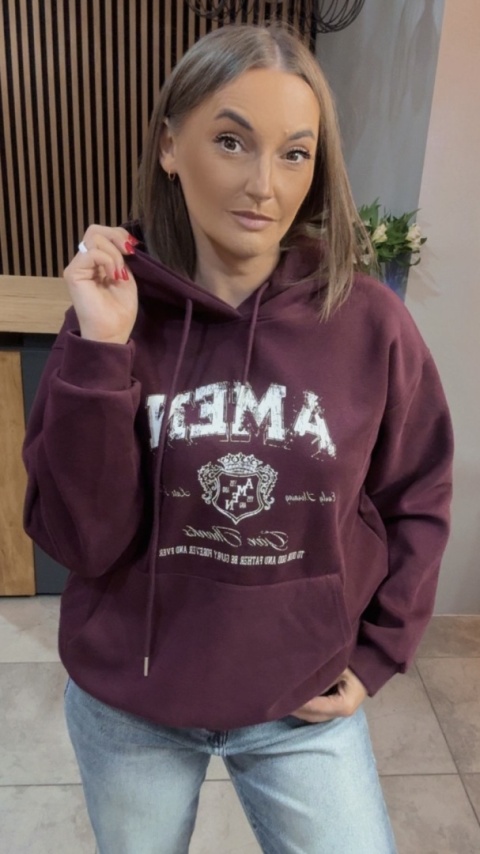 Bluza z kapturem „AMEN" - Bordo