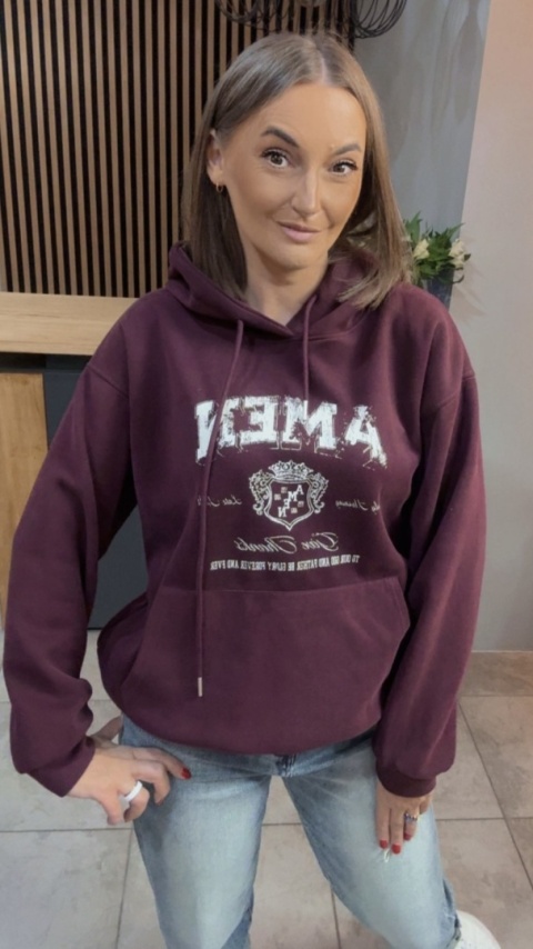 Bluza z kapturem „AMEN" - Bordo
