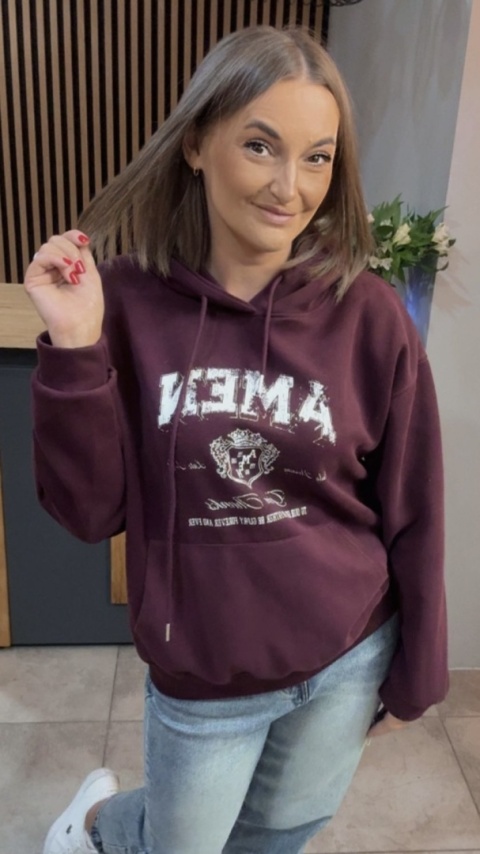 Bluza z kapturem „AMEN" - Bordo