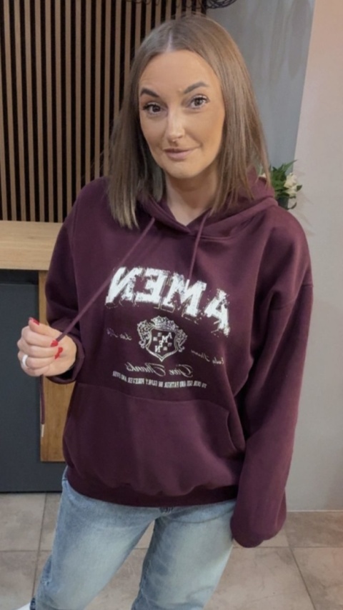 Bluza z kapturem „AMEN" - Bordo