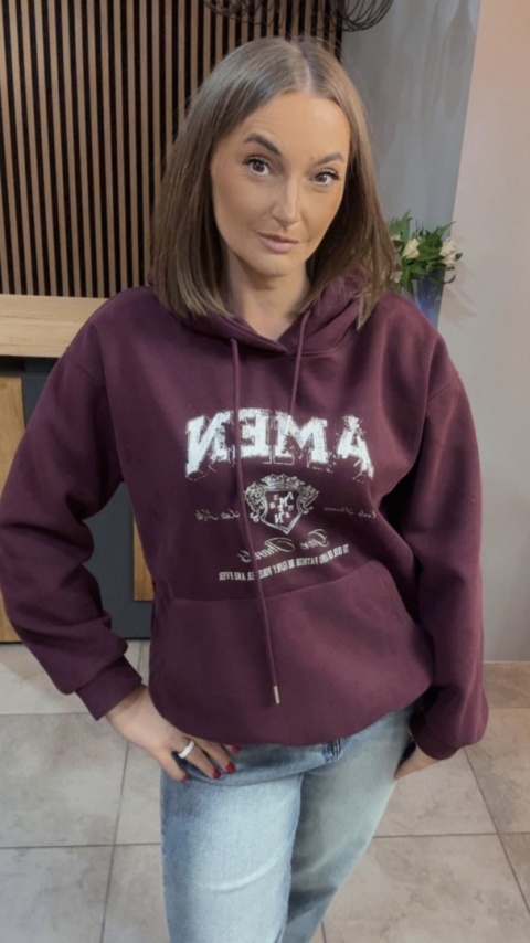 Bluza z kapturem „AMEN" - Bordo