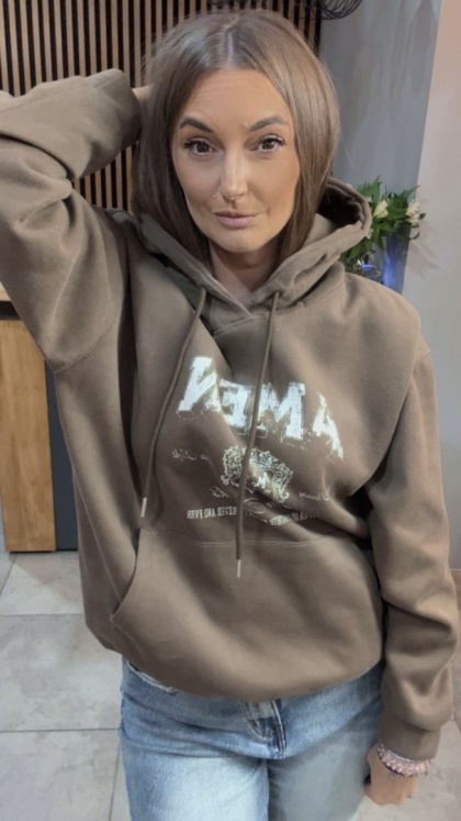 Bluza z kapturem „AMEN" - Brąz