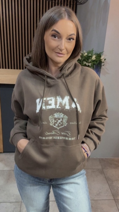 Bluza z kapturem „AMEN" - Brąz