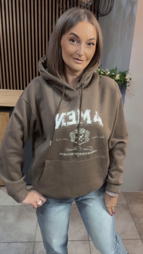Bluza z kapturem „AMEN" - Brąz