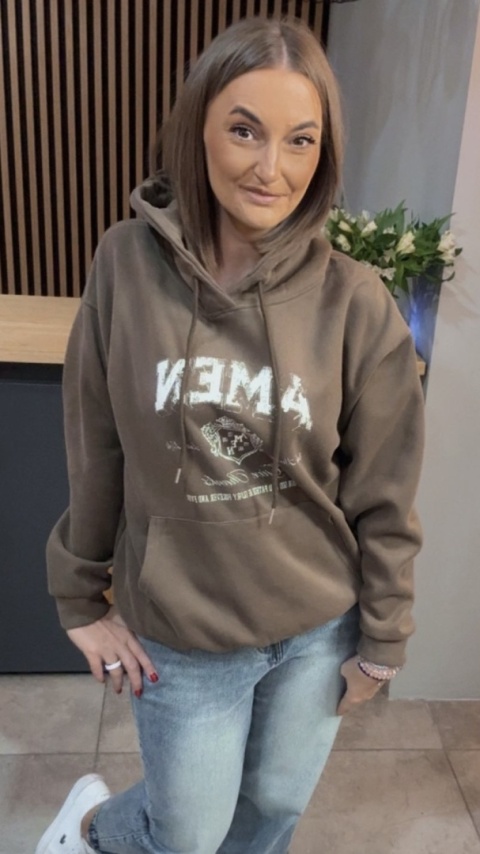 Bluza z kapturem „AMEN" - Brąz