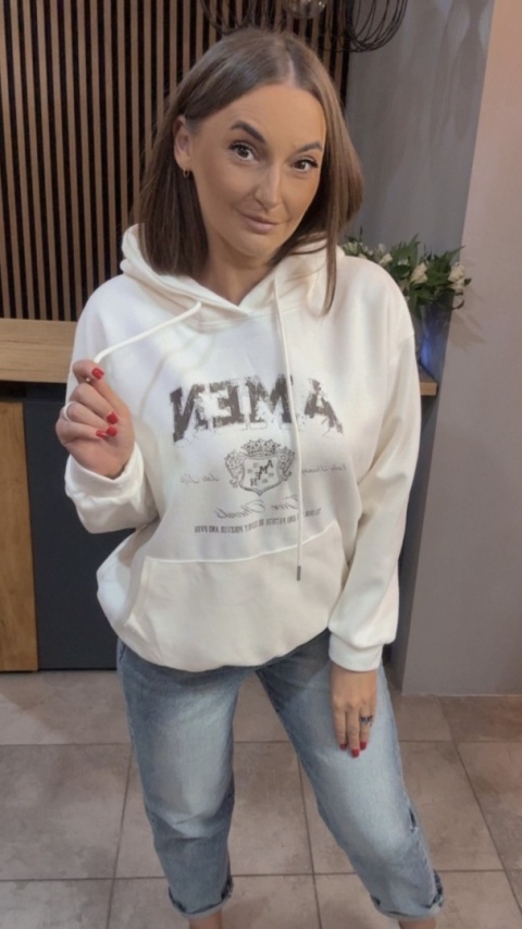Bluza z kapturem „AMEN" - Biała