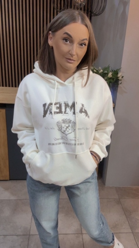 Bluza z kapturem „AMEN" - Biała
