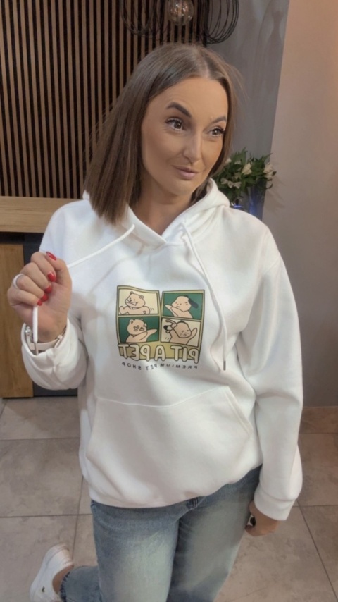 Bluza z kapturem „Pit A Pet" - Śmietanka