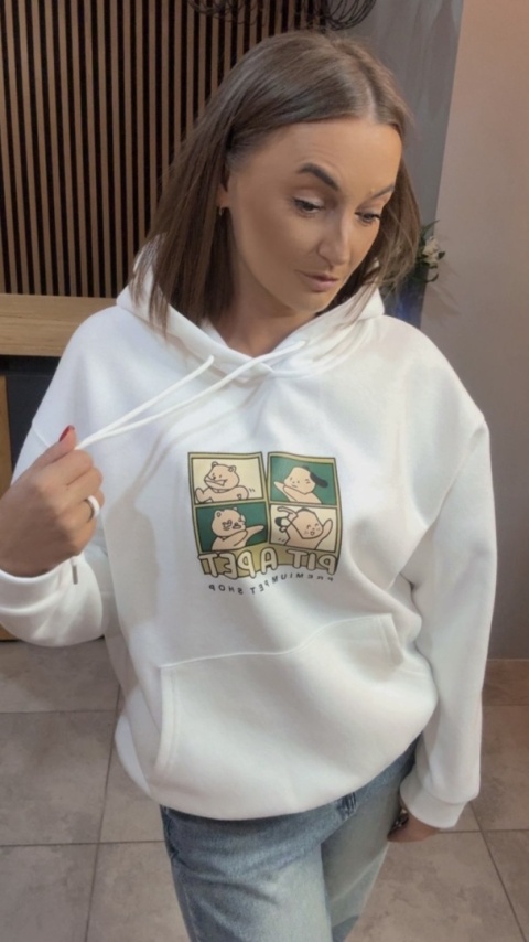 Bluza z kapturem „Pit A Pet" - Śmietanka