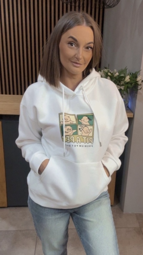 Bluza z kapturem „Pit A Pet" - Śmietanka