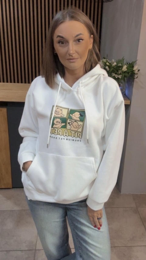 Bluza z kapturem „Pit A Pet" - Śmietanka