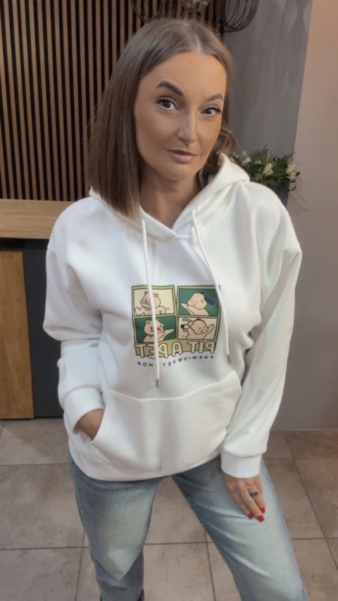Bluza z kapturem „Pit A Pet" - Śmietanka