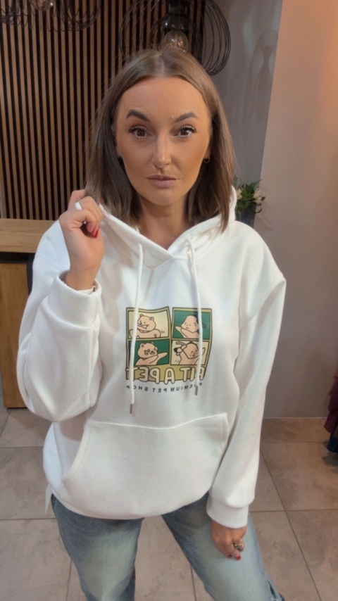 Bluza z kapturem „Pit A Pet" - Śmietanka