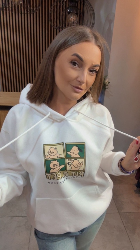 Bluza z kapturem „Pit A Pet" - Śmietanka
