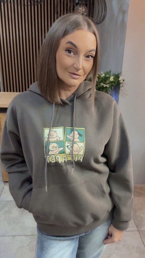 Bluza z kapturem „Pit A Pet" - Brązowo-Oliwkowy