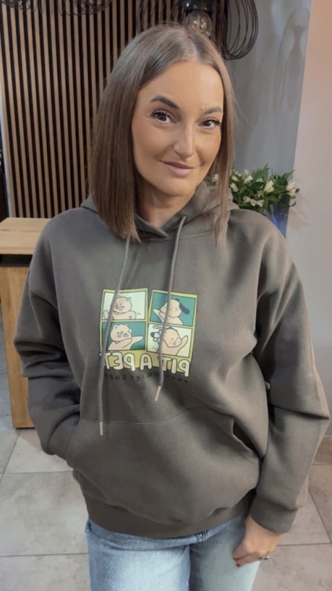 Bluza z kapturem „Pit A Pet" - Brązowo-Oliwkowy