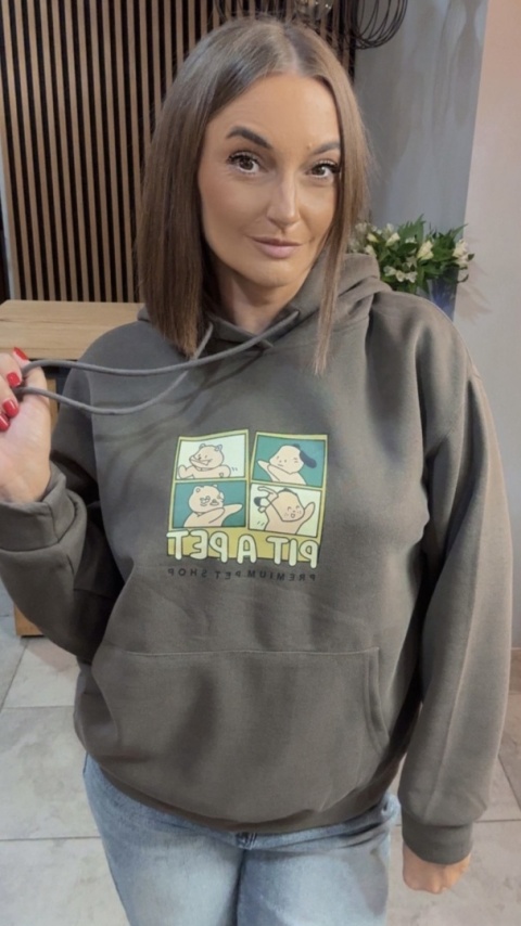 Bluza z kapturem „Pit A Pet" - Brązowo-Oliwkowy