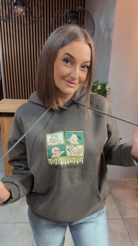 Bluza z kapturem „Pit A Pet" - Brązowo-Oliwkowy