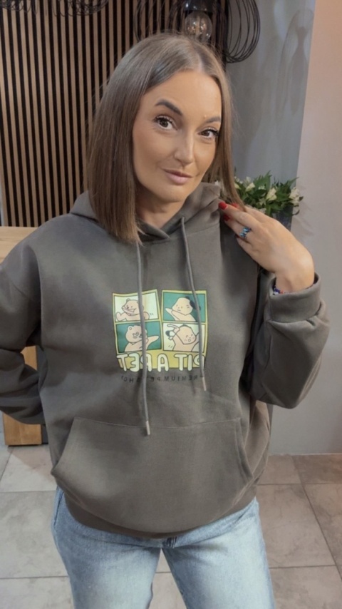 Bluza z kapturem „Pit A Pet" - Brązowo-Oliwkowy