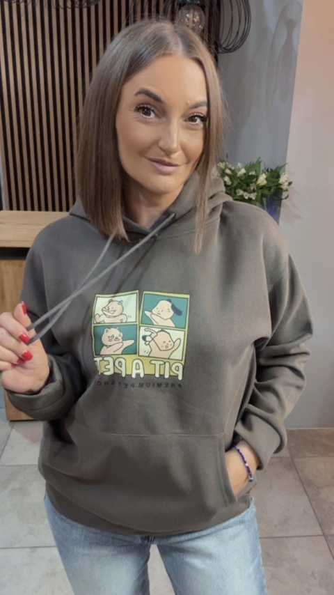 Bluza z kapturem „Pit A Pet" - Brązowo-Oliwkowy