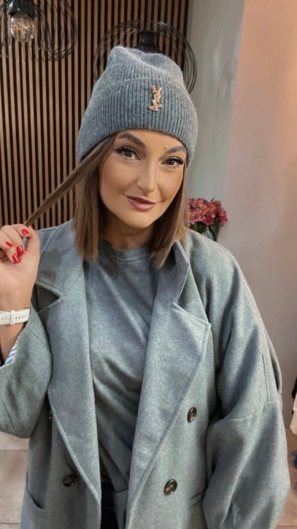 Czapka z monogramem YSL - Szara