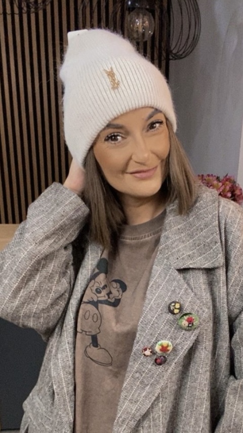 Czapka z monogramem YSL - Beżowa