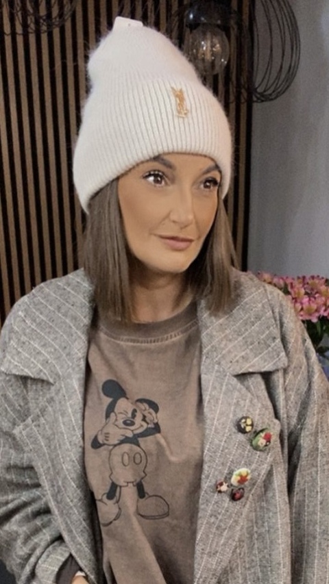 Czapka z monogramem YSL - Beżowa