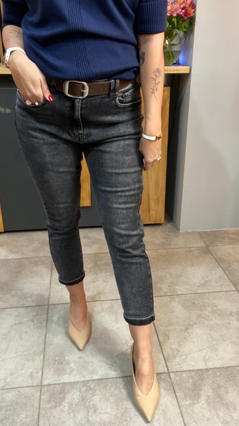 Jeansy M'SARA BF3663-B - czarny sprany