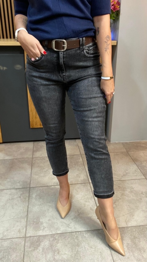 Jeansy M'SARA BF3663-B - czarny sprany