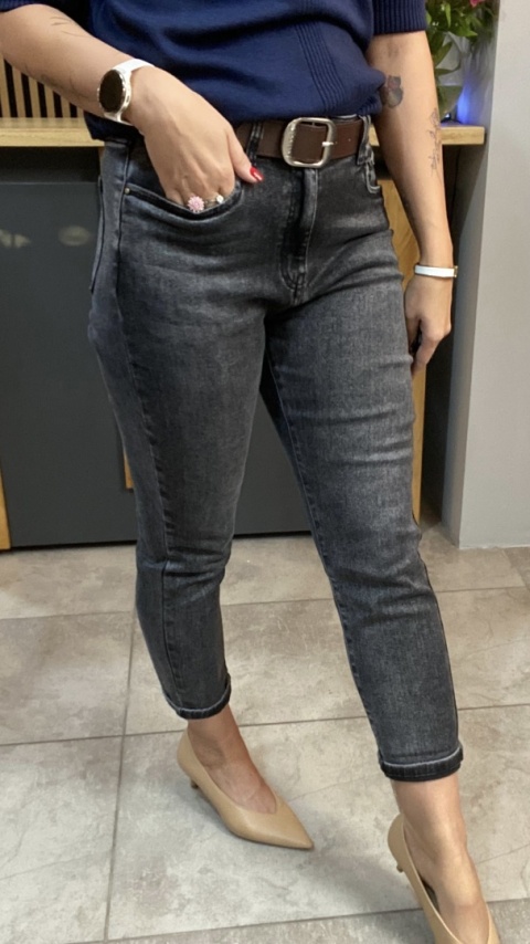 Jeansy M'SARA BF3663-B - czarny sprany