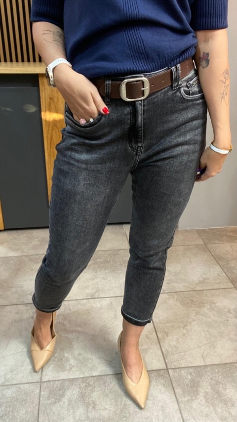 Jeansy M'SARA BF3663-B - czarny sprany