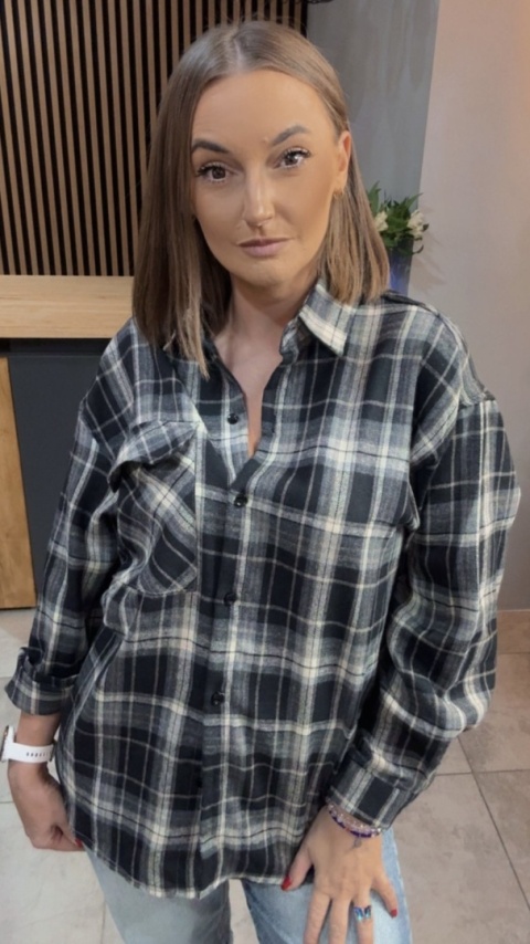 Koszula w kratę - czarno-beżowa