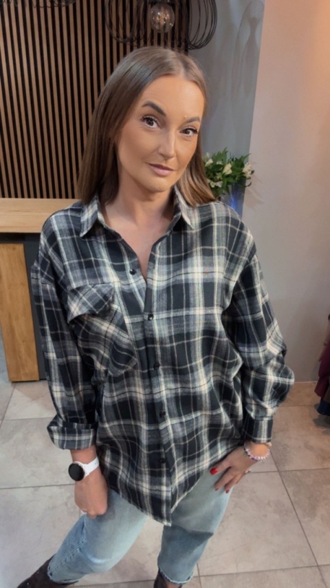 Koszula w kratę - czarno-beżowa