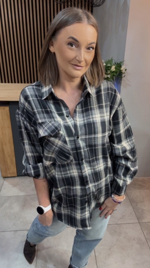 Koszula w kratę - czarno-beżowa