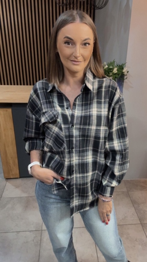 Koszula w kratę - czarno-beżowa