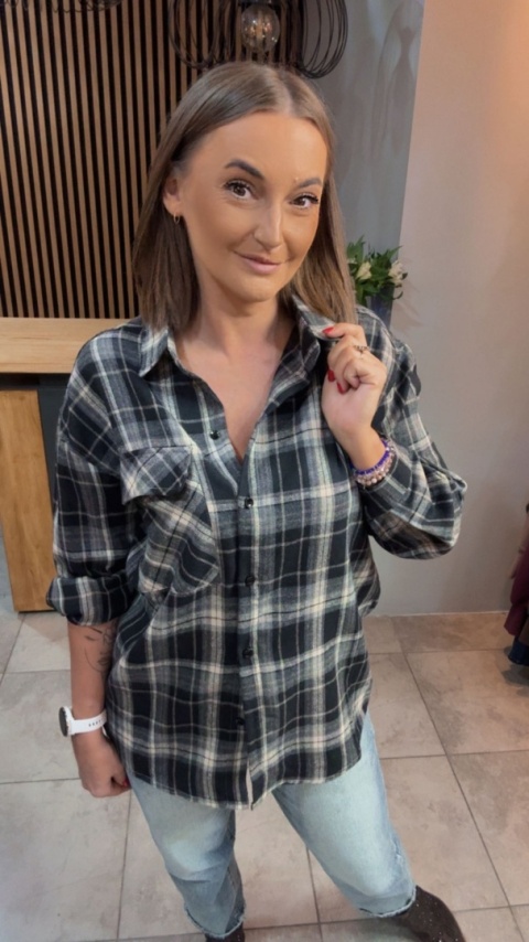 Koszula w kratę - czarno-beżowa