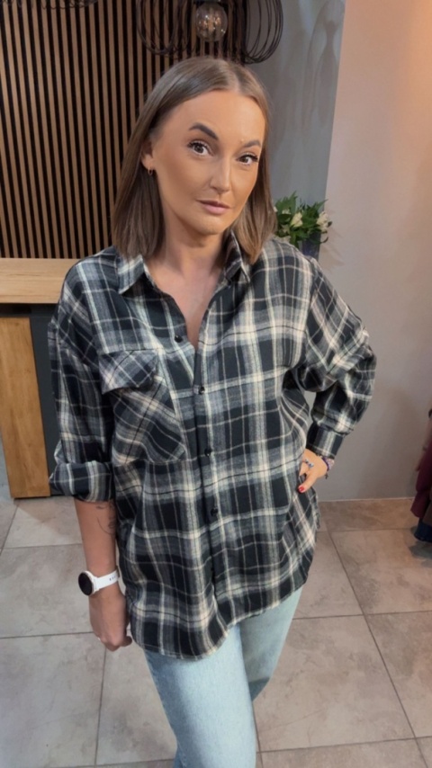 Koszula w kratę - czarno-beżowa