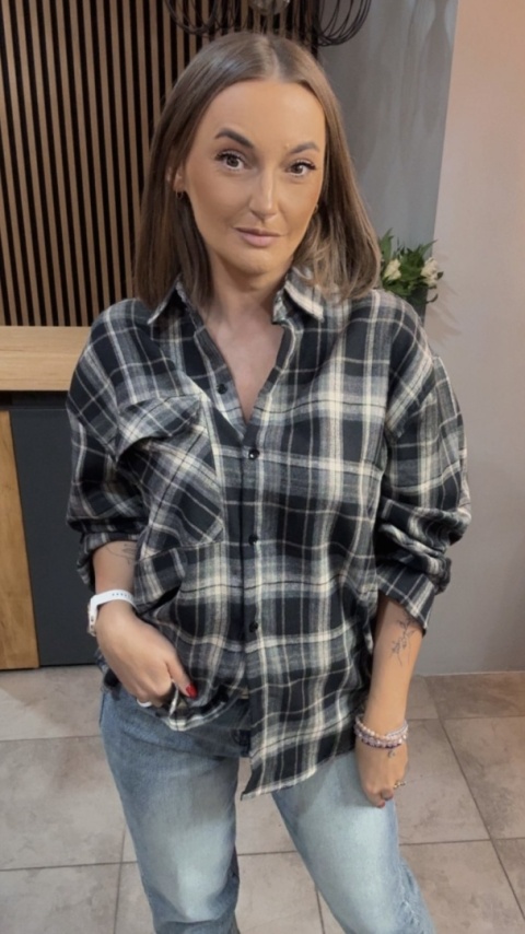 Koszula w kratę - czarno-beżowa