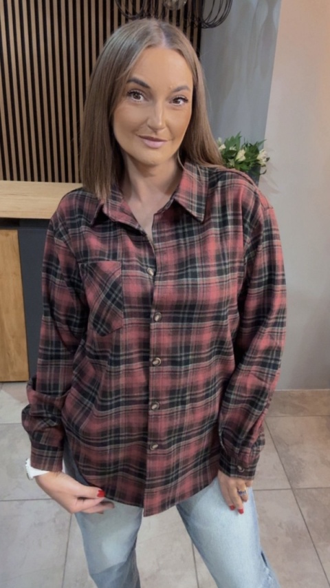 Koszula w kratę - bordowo-czarna