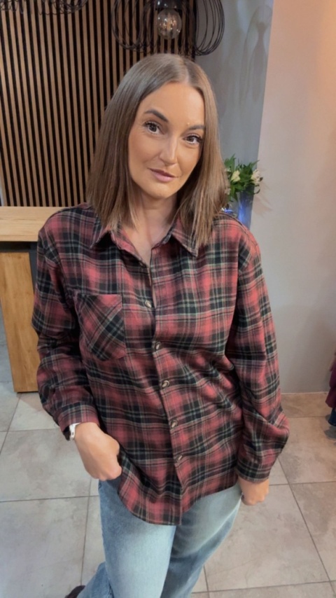 Koszula w kratę - bordowo-czarna